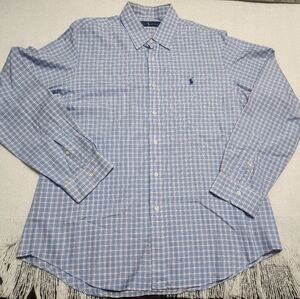 Ralph Lauren Blue and Pink Plaid Button Down Shirt Size L